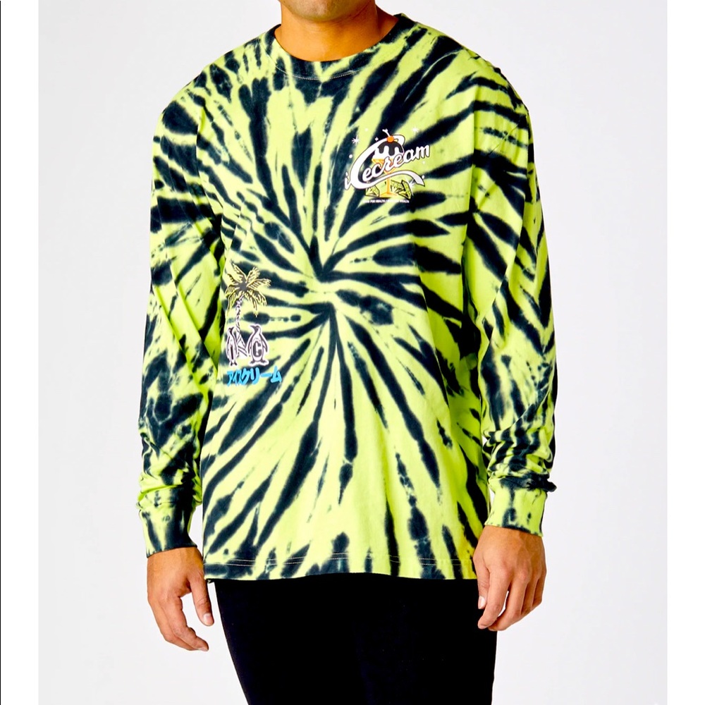 IceCream Long Sleeve Tie Dye In Neon Yelllow& REDavailable
